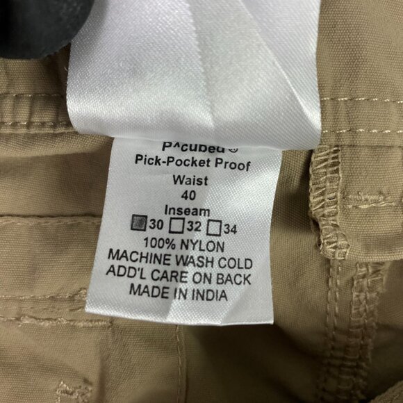 Clothing Arts P Cubed Pick Pocket Proof Cargo Pants Mens 40 x 30 Fit 41x29 Khaki - Picture 9 of 14